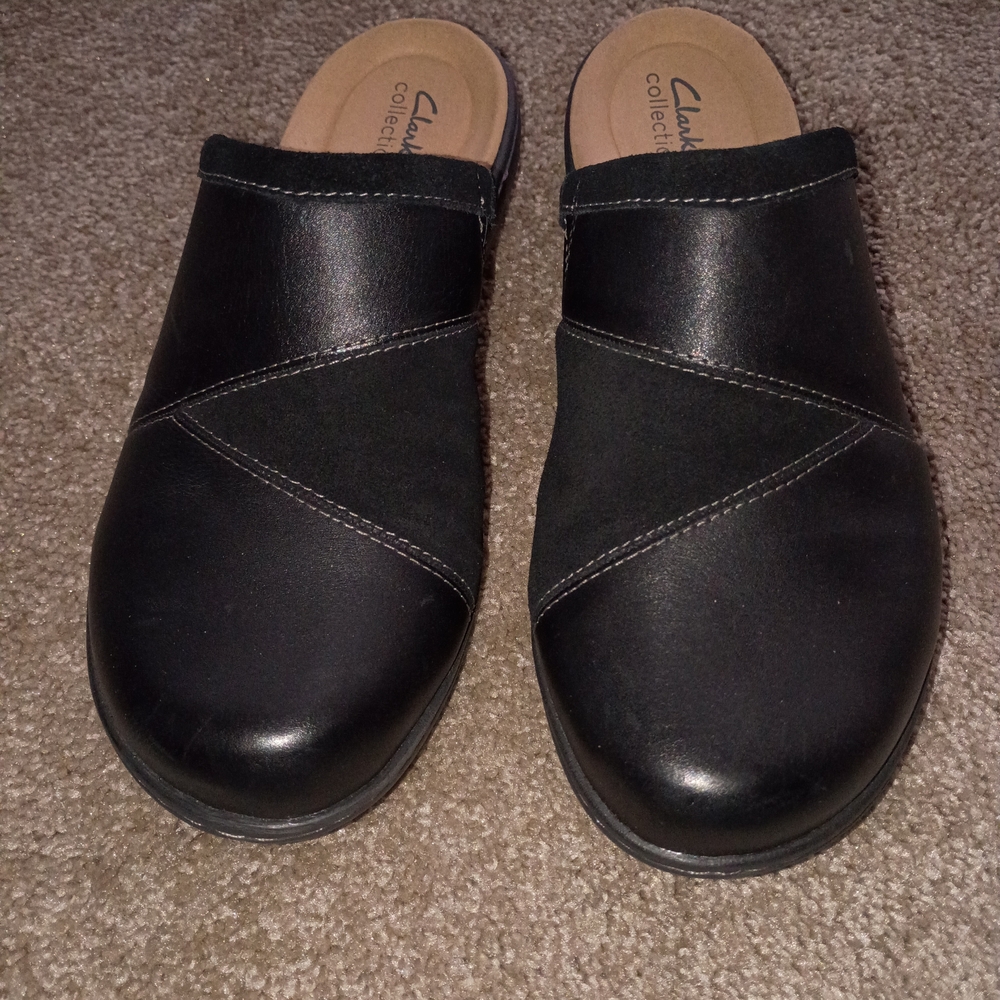 Clarks Black Slip-On Shoes Manmade Super Comfy Slip On Mule